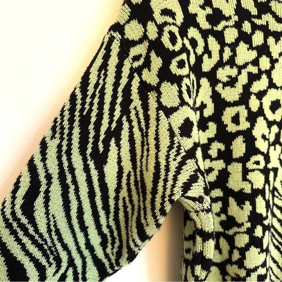 Zara Neon Yellow and Black Animal Print Turtleneck Sweater - Picture 7 of 15